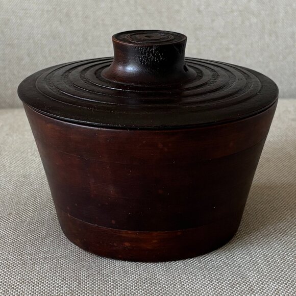 Covered Wooden Bowl Hand Turned Studio Art - Picture 5 of 11